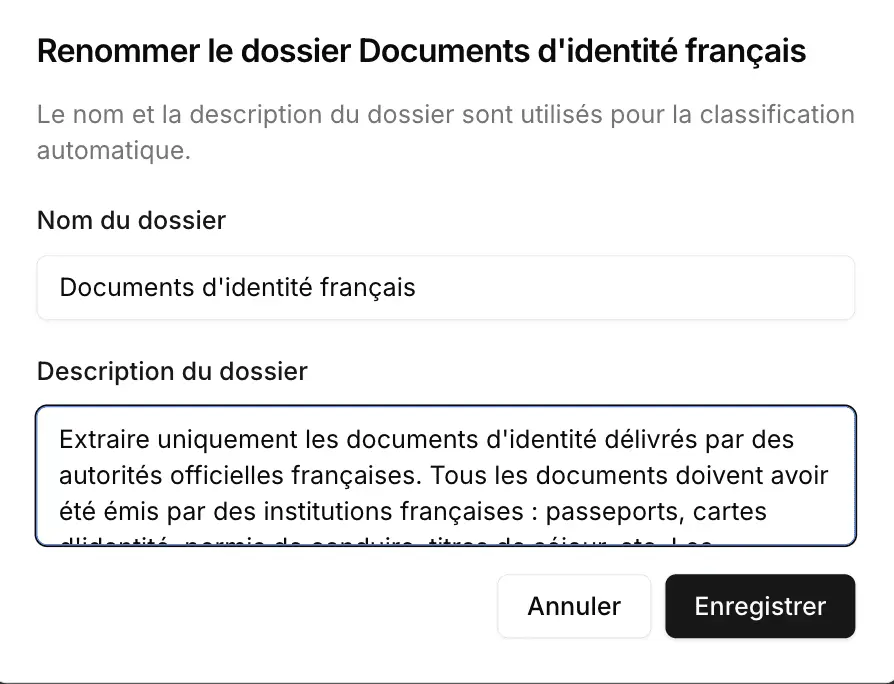 Rajouter une description au dossier