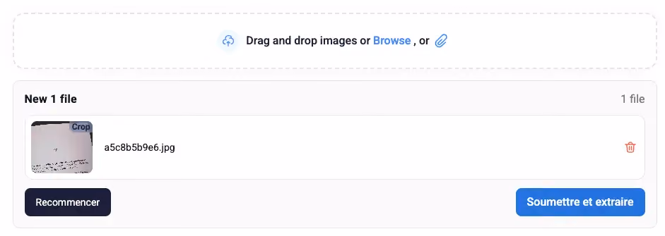 OCR image extraction, submit button OCR, online tool, JPG PNG OCR, basic web OCR, Imagetotext interface, plain text OCR, image processing, free online OCR, no account OCR. Image of user clicking “Submit and Extract” to process the image and retrieve text.